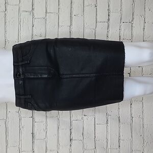 Sam Edelman Cotton Blend Hi Waist Riley Coated Denim Skirt In Jet Black  Size 27